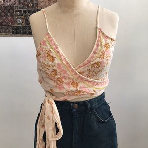 FREE PEOPLE floral wrap around crop too